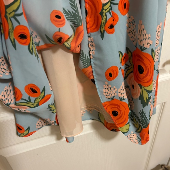 LIKE NEW! Women's Paper Crown Anthropologie Blue Floral Swing Dress - XSP - Picture 8 of 15